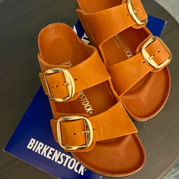 Orange Big Buckle Birkenstock Arizona Size 37 - NEW w/Box - Picture 3 of 6